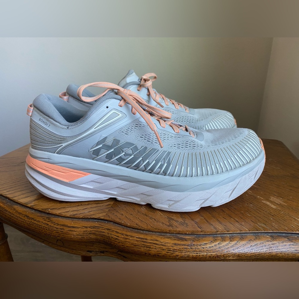 Hoka Gray and Peach Women's Sneakers